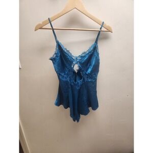 Victorias Secret Teal Blue Satin Lace romper